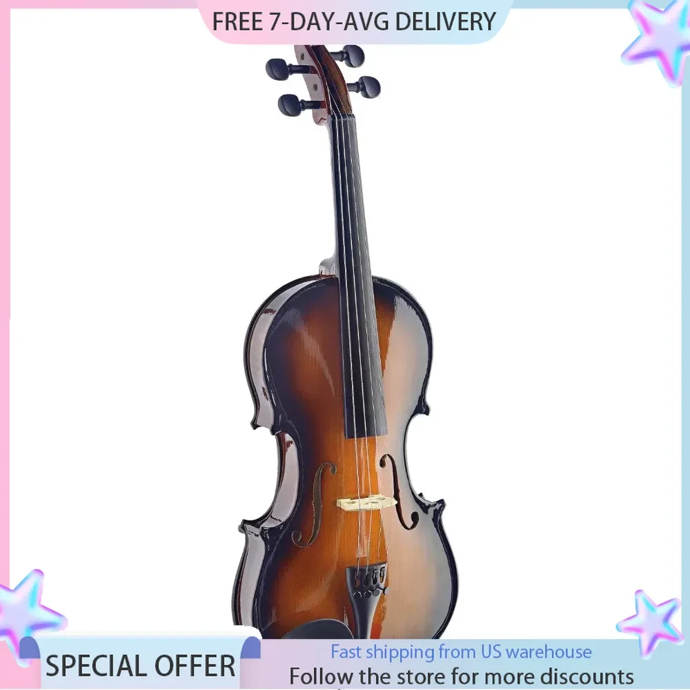 Violin - 4/4, Sunburst Solid Maple Back and Sides Black Metal Tailpiece and Tuners Violin