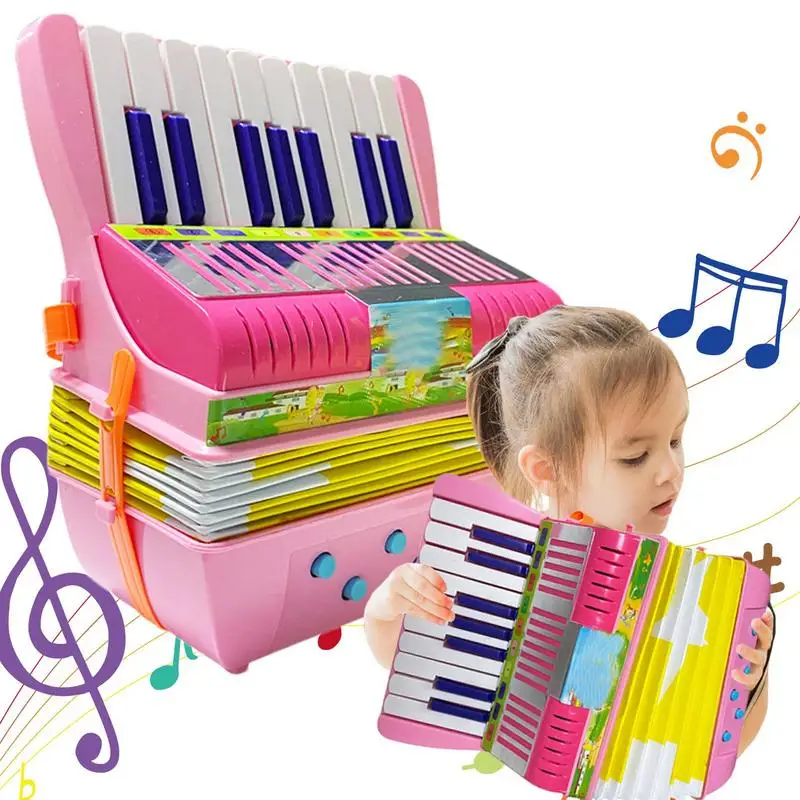 Accordion For Kids Small 17 Keys Button Accordion 6Bass Accordion Toy Musical Instrument Cute Lightweight Educational Toy For