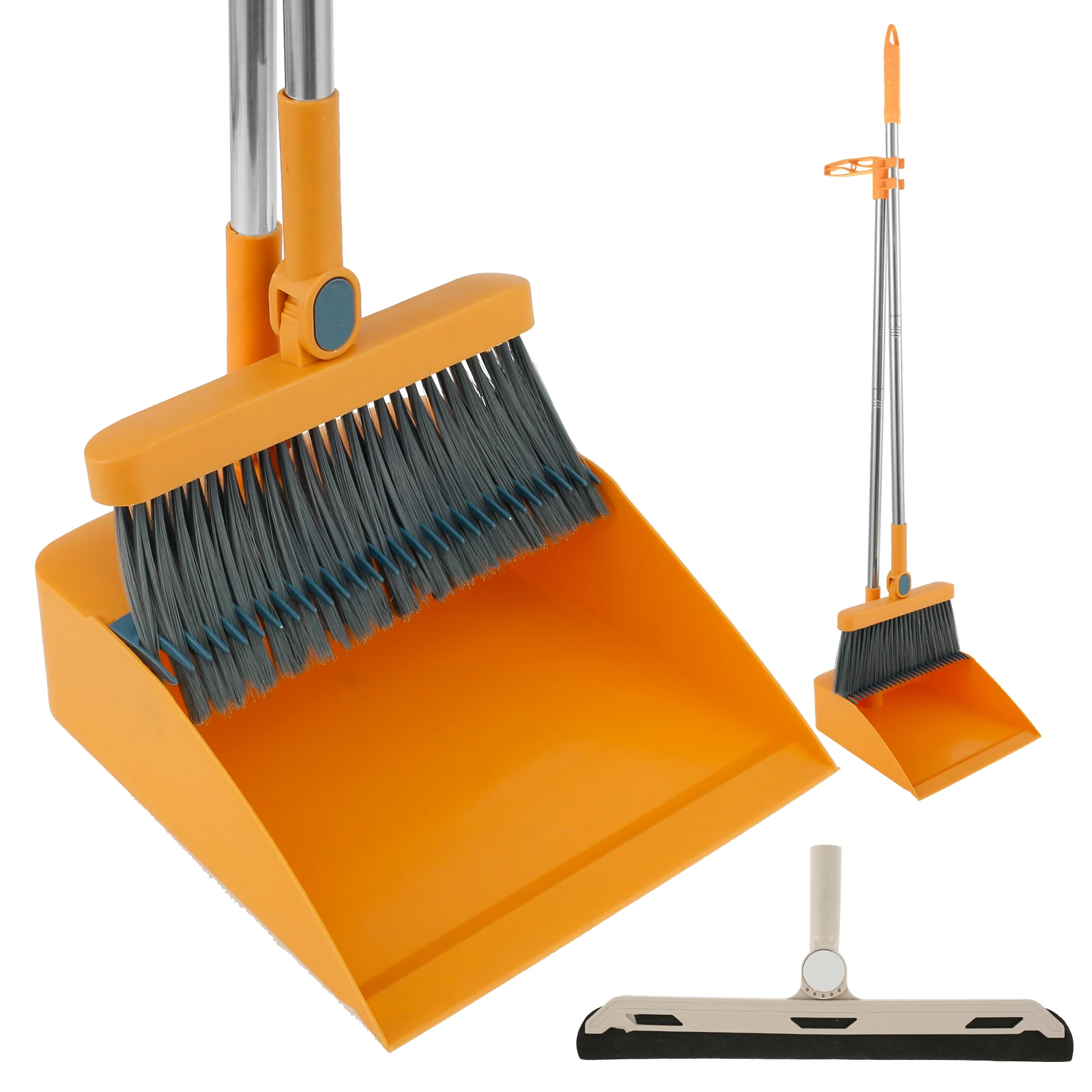 

3Pcs Household Broom And Dustpan Set 180° Rotating Floor Sweeping Set with Long Handle Foldable Stand Dustpan and Broom Combo