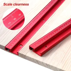 T-Track 45 Chute with Scale Alloy Silver Red T-tracks Slot Miter Track 300mm 40cm 50cm Woodworking Saw Table Workbench DIY Tools