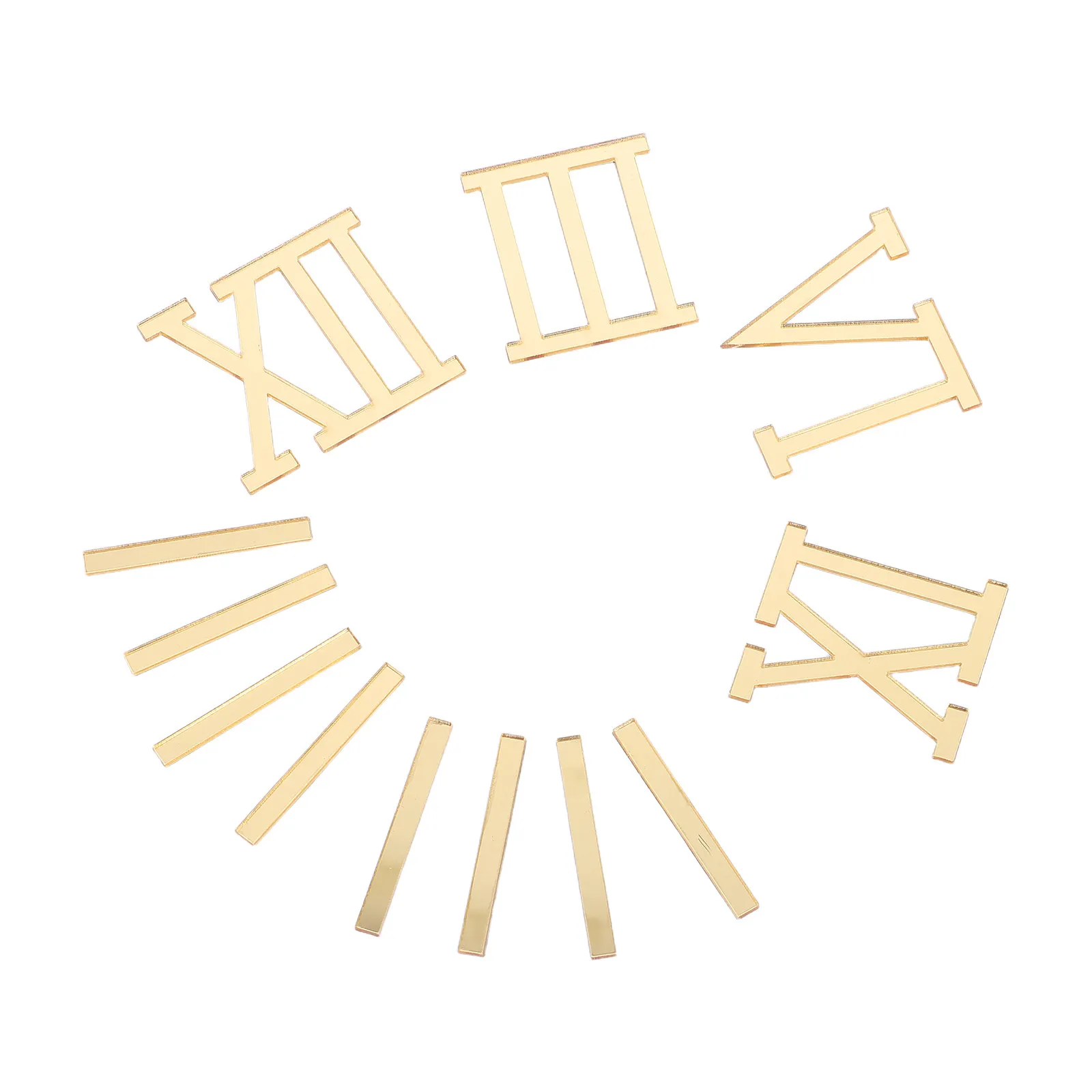 1Set Roman Numeral Gold Mirror Acrylic Adhesive Clock Numbers for 14 Inch Wall Clock DIY Replacement Decoration Kit