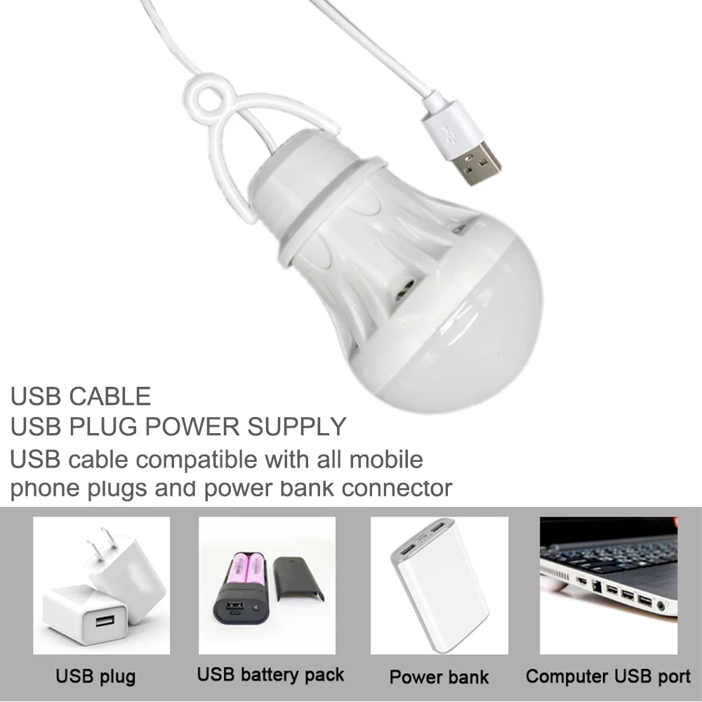 Lámpara de Camping alimentada por USB, bombilla Led portátil, lámpara de energía, iluminación Led, tienda de campaña, luz nocturna para senderismo