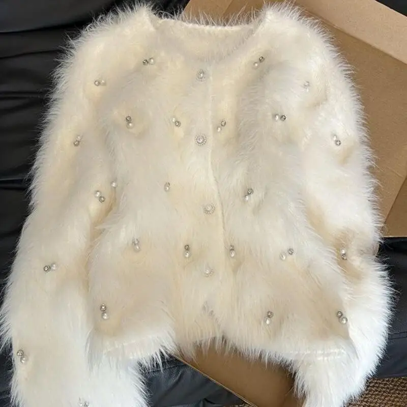 

Новый зимний модный женский сексуальный темпераментный вязаный свитер, трендовый универсальный повседневный свободный вязаный кардиган в западном стиле с небольшим ароматом