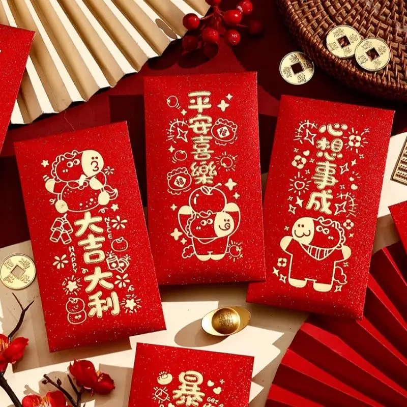 

Hot Sale 6Pcs 2026 Horse Year Red Envelope Cartoon Cute Zodiac Pony Lucky Money Packet For New Year Blessing Red Packet