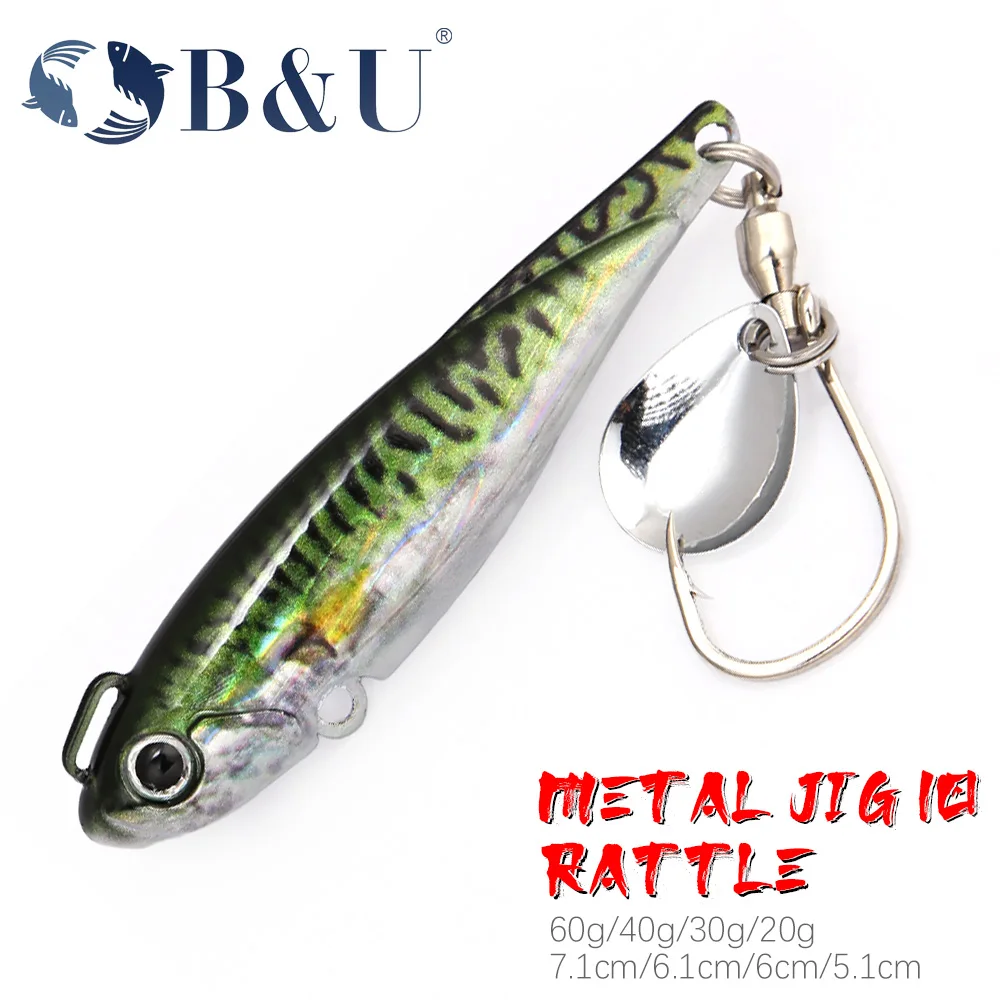 

B&U Metal Jig Spin Tail Long Casting Fishing Lure Hard Saltwater Swimbait Rotating Hook Tail Spinner Fishing Item