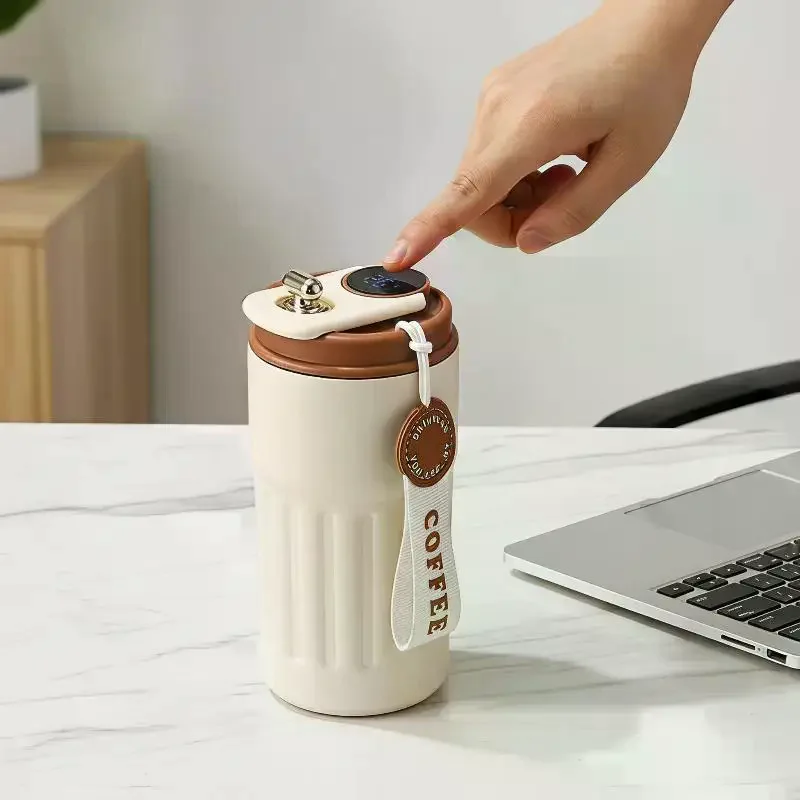 316 Stainless Steel Insulated Coffee Cup Digital Temperature Display 500ml Lightweight Mug for Backpacking Outdoor Trips