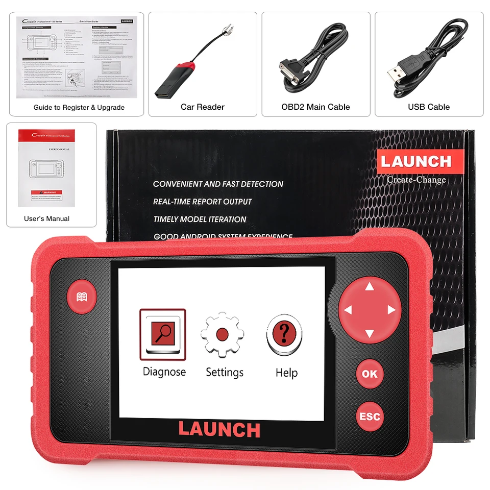 OBD2診断機 LAUNCH crp123x v2.0 使用わずか Launch-CRP123 v2.0 obd2スキャナー、eng、abs、rs、at、診断ツール、3