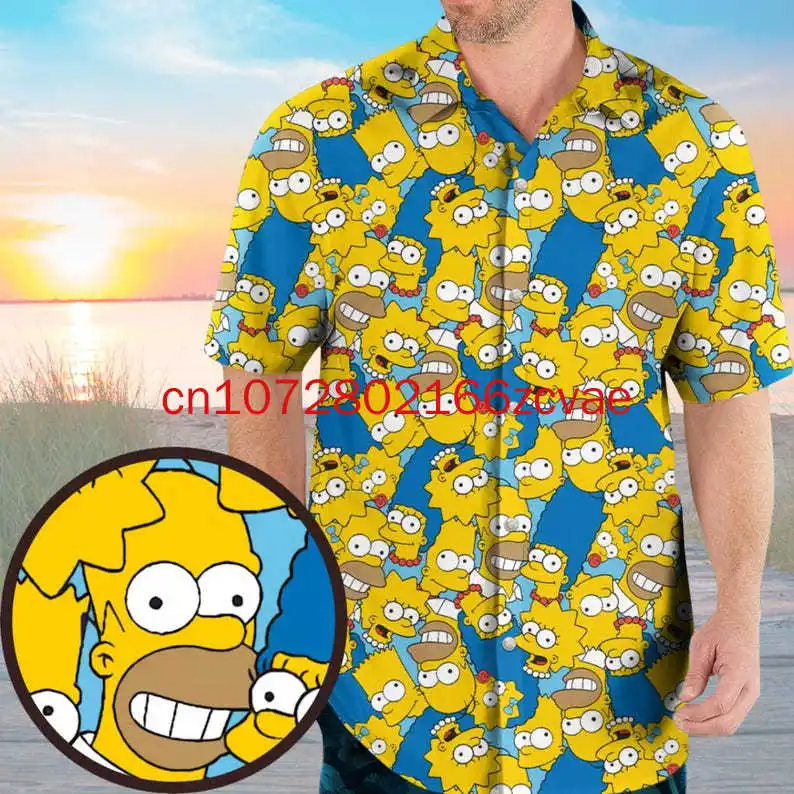 

Мужская рубашка с короткими рукавами и 3D принтом, пляжный повседневный гавайский топ с лацканами, большой размер 202