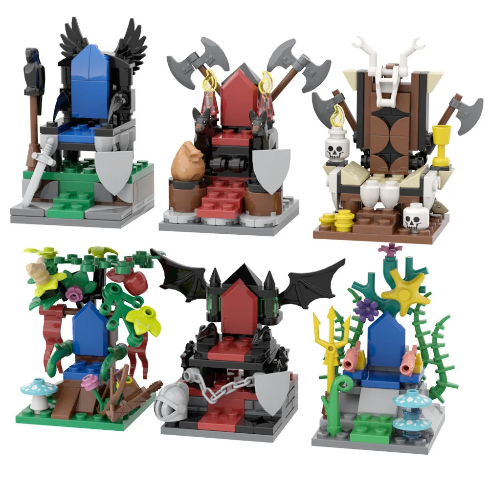 Bloques de construcción medievales del trono del líder MOC Monster World, juguetes de ladrillos de dificultades diferentes compatibles con LEGO