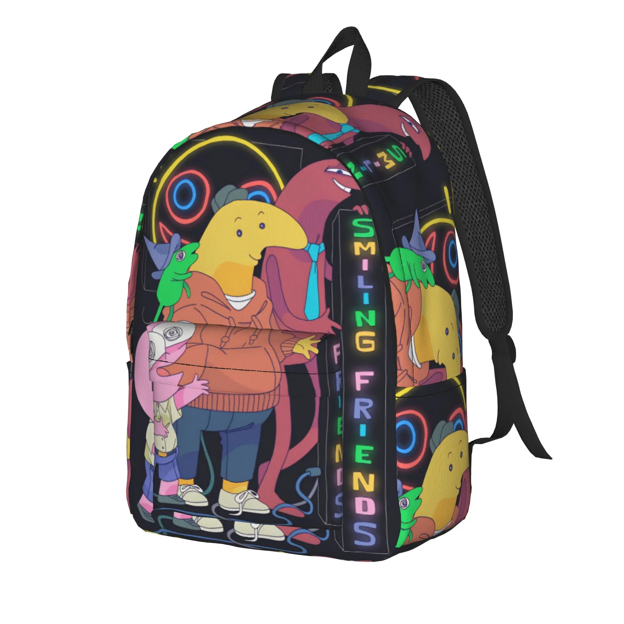 Smiling Friends Pim And Charlie Backpack  Student Unisex Polyester Style Backpacks Breathable Elegant High School Bags Rucksack