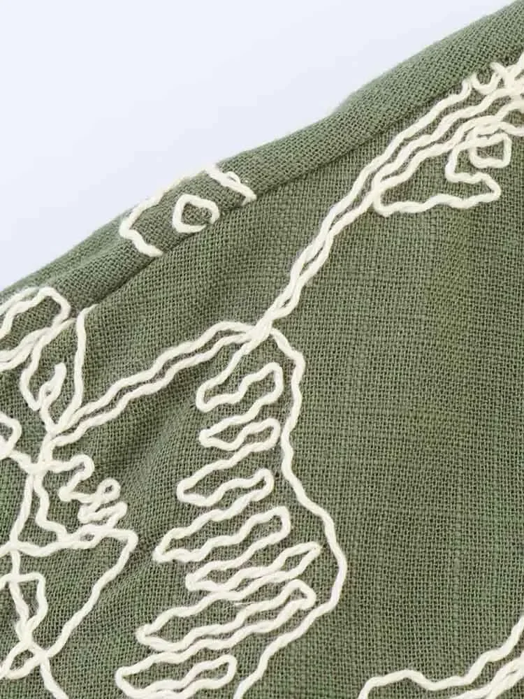 ยุโรปสไตล์ใหม่ผู้หญิงแฟชั่นอเนกประสงค์ลูกไม้นูน cuffs ปักเสื้อกางเกงสูท