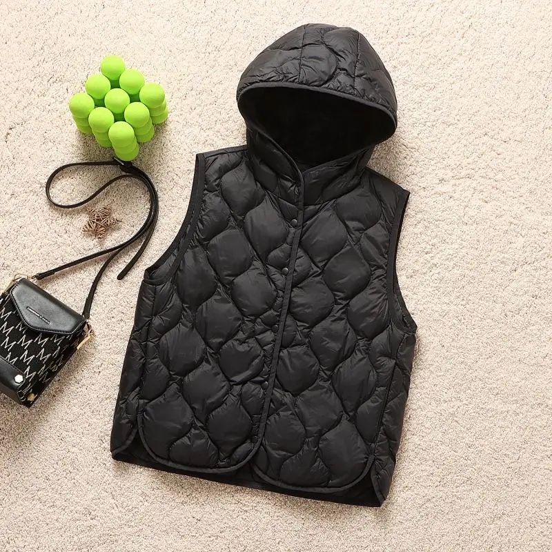 

2026 Autumn and Winter New Women's Down Hooded Vest Casual Lightweight White Duck Down Vest