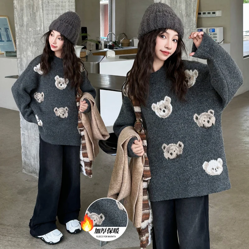 

autumn winter teen girls cartoon bear thick warm sweater kids warm clothes children clothing sueter infantil