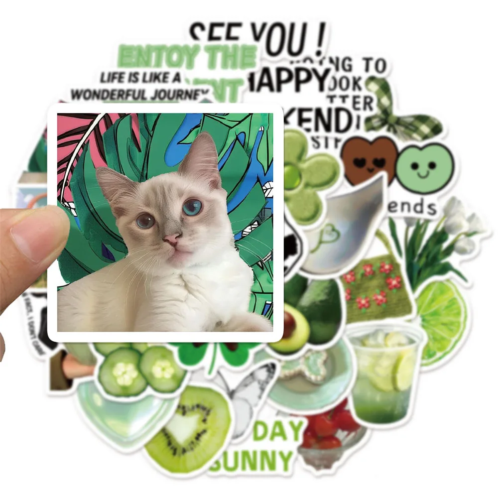 30PCS Green Iced Tea Series Summer Coolness and Quality Assurance Creative DIY Luggage Notebook Water Cup Label Stickers