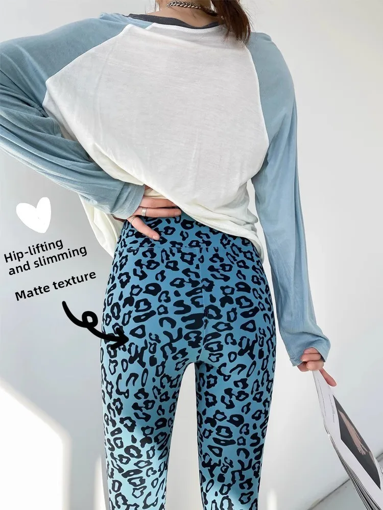 

Утягивающие брюки для йоги с высокой талией, женские летние тонкие брюки Fitn из волшебной овчины, девятисекционные брюки с базовым слоем с рисунком