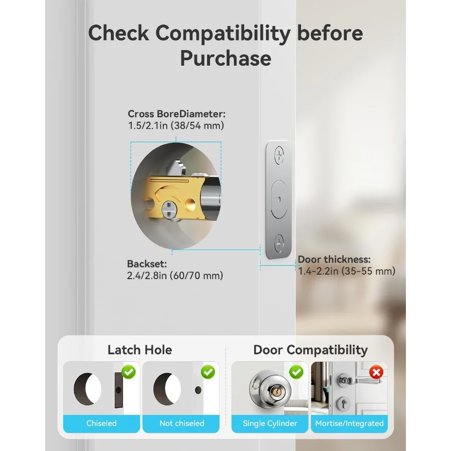 أقفال ذكية ببصمة الإصبع G6 للباب الأمامي مع دخول بدون مفتاح 6 في 1 مدمج واي فاي ذكي ديدبولت يتميز بلوحة مفاتيح تعمل باللمس أ