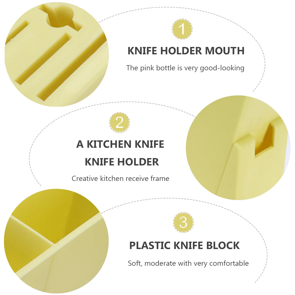 

Universal Plastic Knife Holder Kitchen Storage Organizer Drain Rack Creative Cutlery Display Stand Yellow for Home Kitchen Use