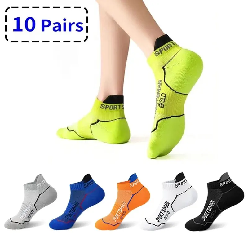 5/10 pares de calcetines tobilleros de alta calidad para hombre, calcetines deportivos transpirables de malla informales atléticos de verano, calcetines cortos de corte fino, talla 38-44