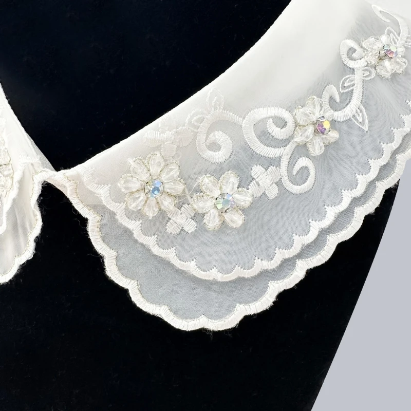 Elegant False Collar with Embroidered Soft Comfortable Fabric for Various Social Clothing Accessory