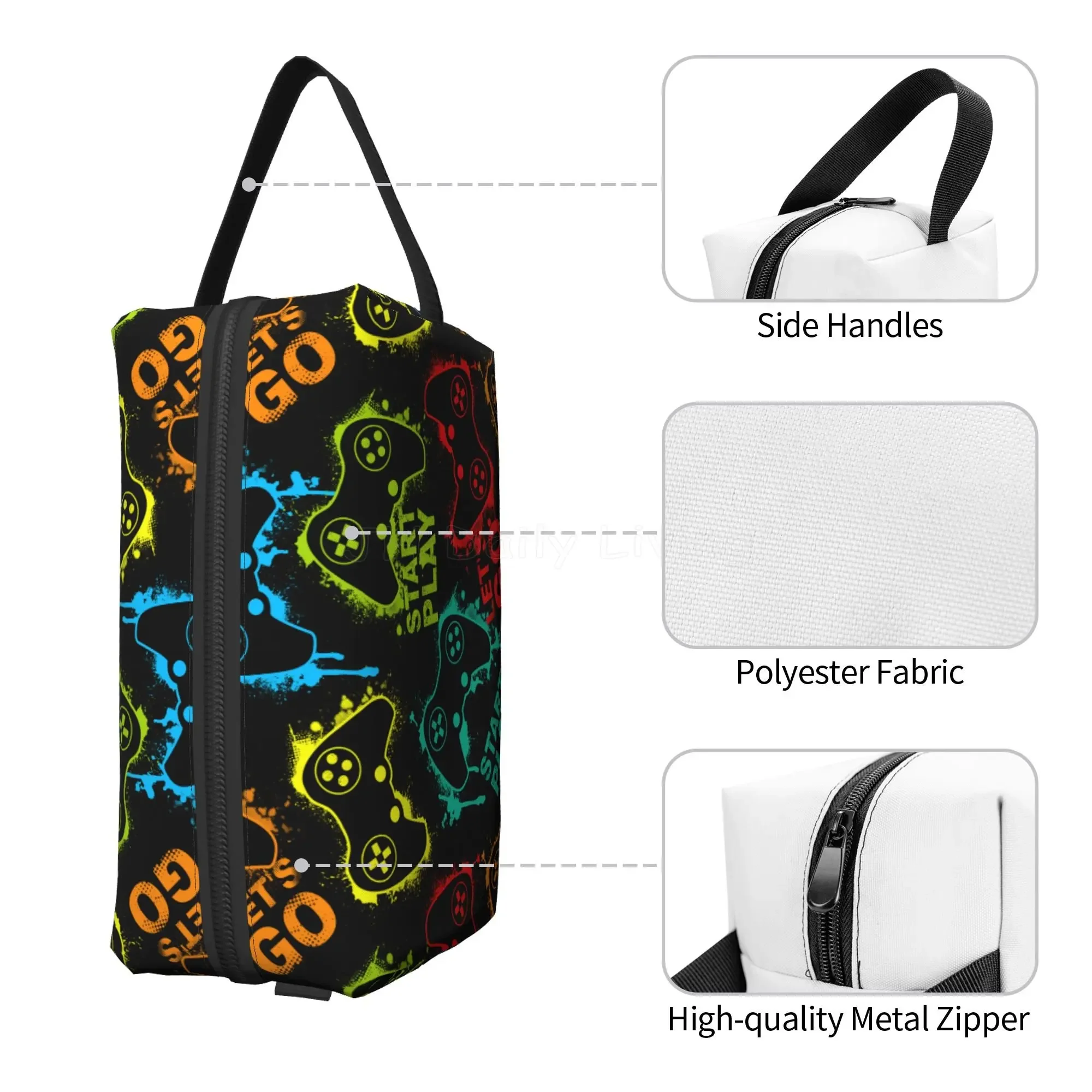 Player Game Controller Video Gamepad Print Cosmetic Bags Portable Makeup Bag for Travel Toiletry Bag Accessories Organizer Pouch