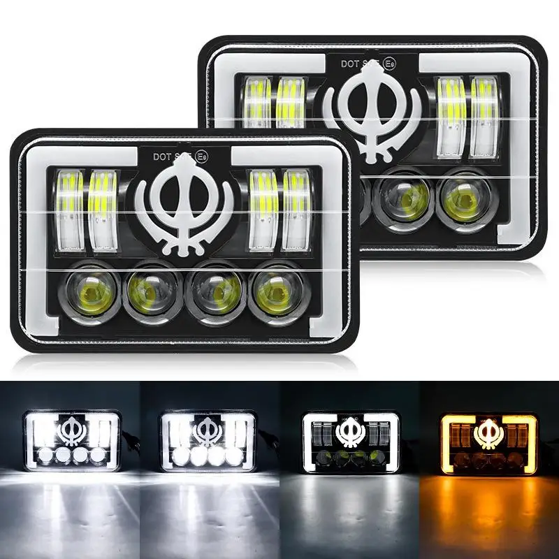 

1 PC 4x6 5-Inch LED Work light Headlight Dual Color Angel Eye for Jeep Wrangler Off-Road Vehicle Front Lamp Upgrade Lighting 12V