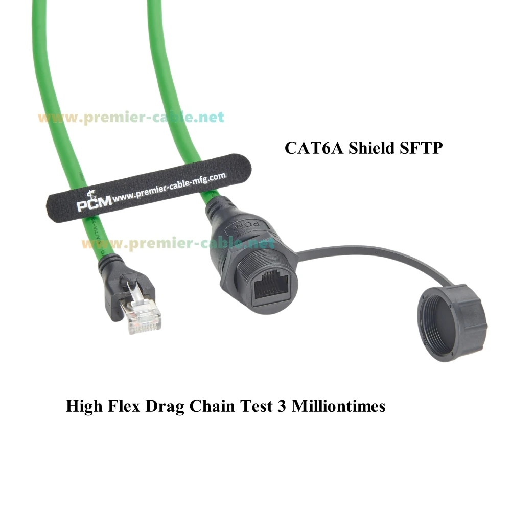 RJ45 8P8C فلوش لوحة جبل كابل IP67 محمية 10 جرام CAT6A إيثرنت ذكر إلى أنثى تمديد كابل الخيوط موصل LAN ثابت