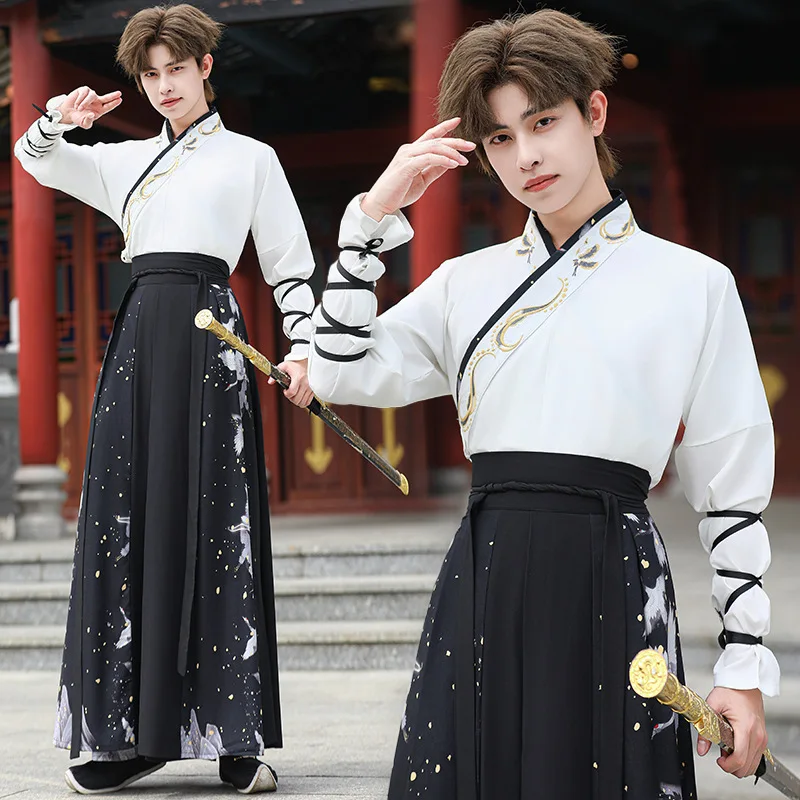 

Hanfu Men Ancient Chinese Costume Male Han Dynasty Traditional Swordsman Cosplay Outfit Tang Suit Hanfu Robe Dance Folk Dress