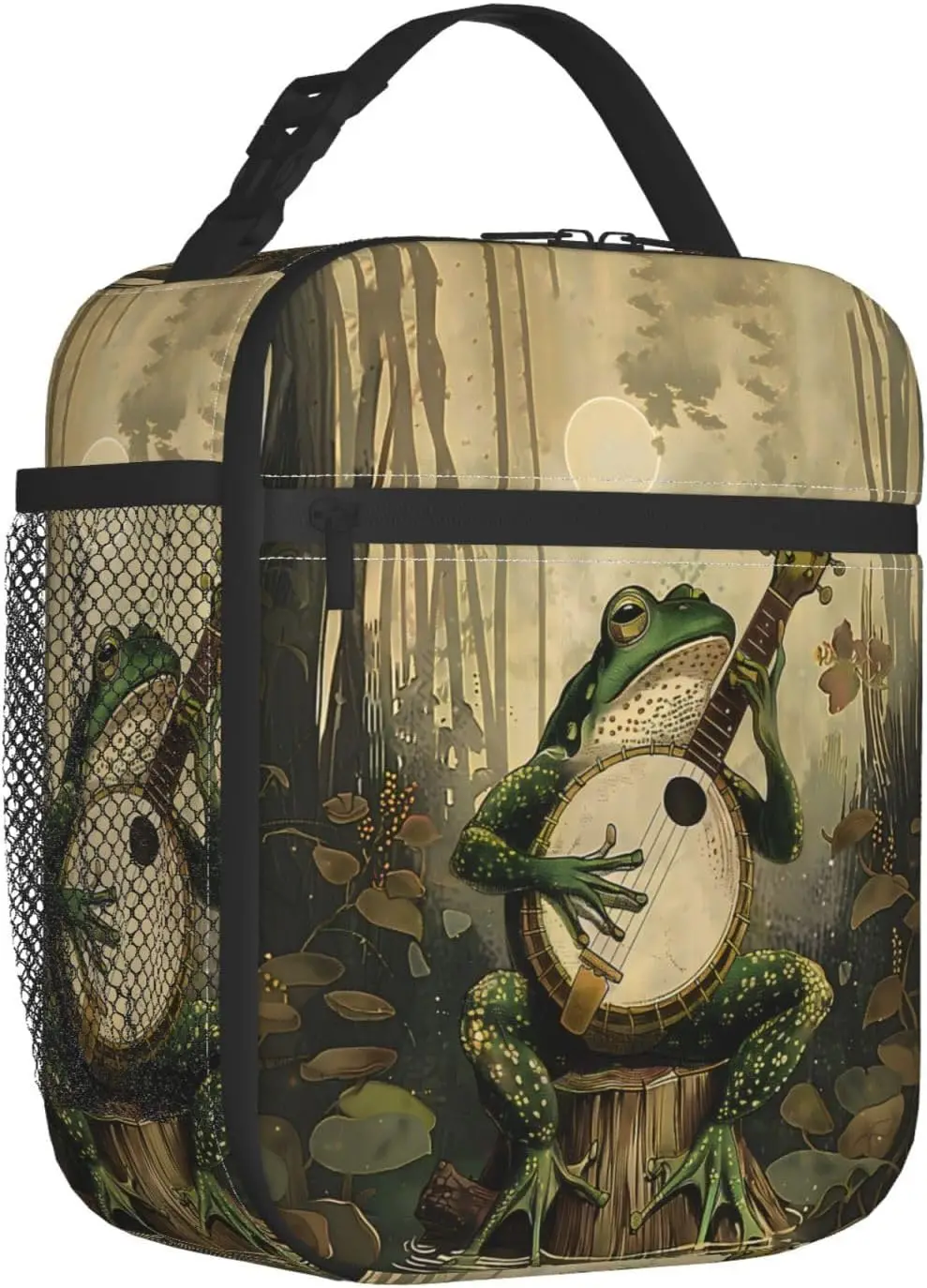 FrogForest Banjo Reusable Thermal Lunch Bag for Adult WomenTote Cooler Bags for School Picnic,Travel,Enchanting Woodland Theme