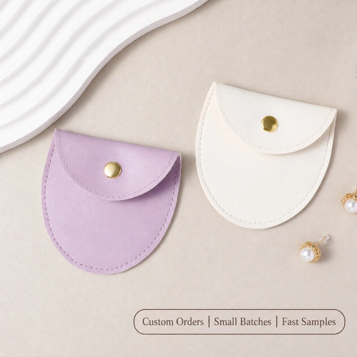 Earring Storage Pouch Snap-Button Jewelry Storage Pouch Necklace Storage Pouch Pu Leather For Wedding Favors Holiday Gift