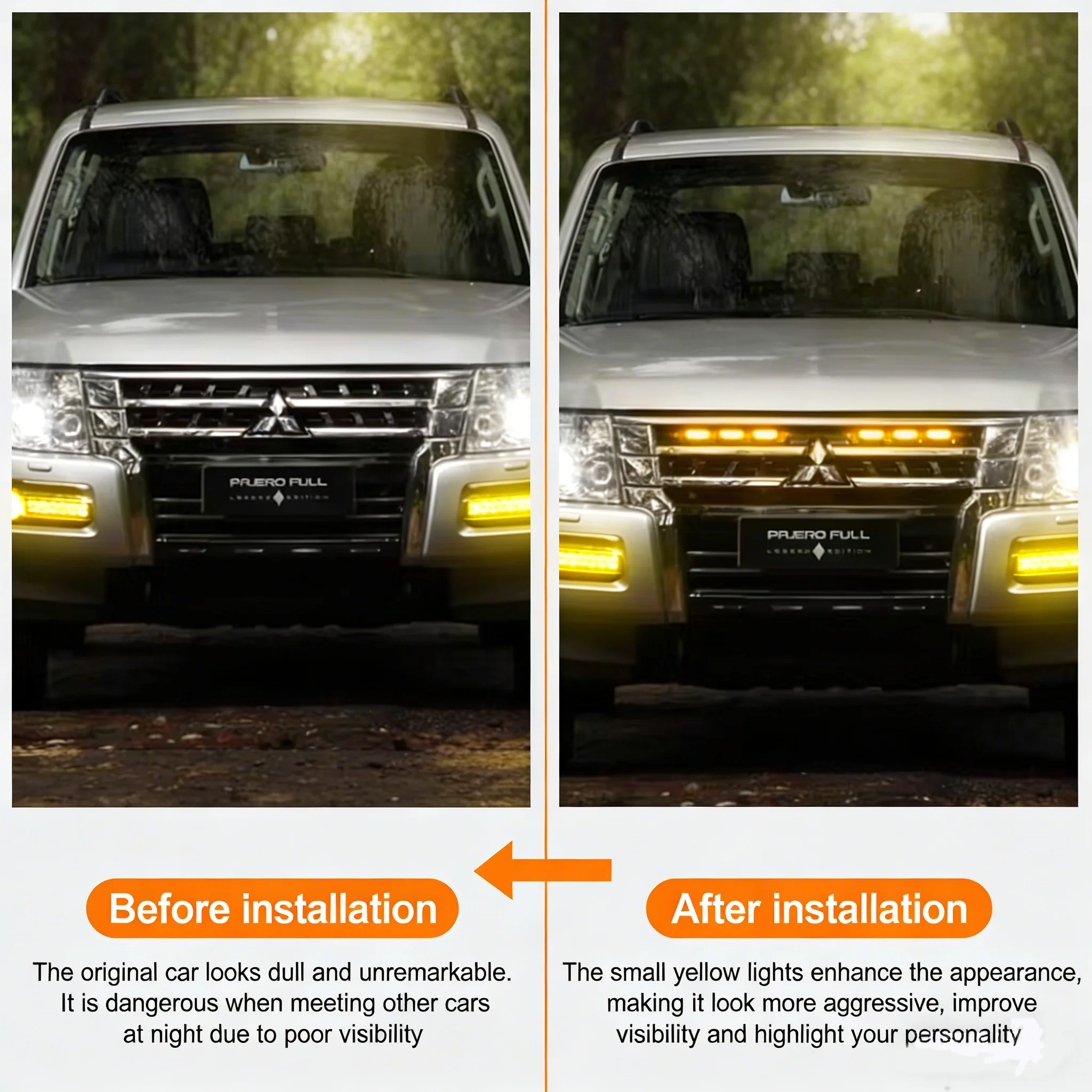 4Pcs 6Pcs Front Grille LED Lights For Toyota Land Cruiser Prado 150 120 Amber DRL Daytime Running Warning Grill Lamps view 3
