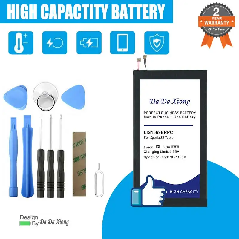  New 6400mAh LIS1569ERPC Battery for Sony Xperia Tablet Z3 Compact SGP611 SGP612 SGP621 Free Double-Sided Tape Sticker