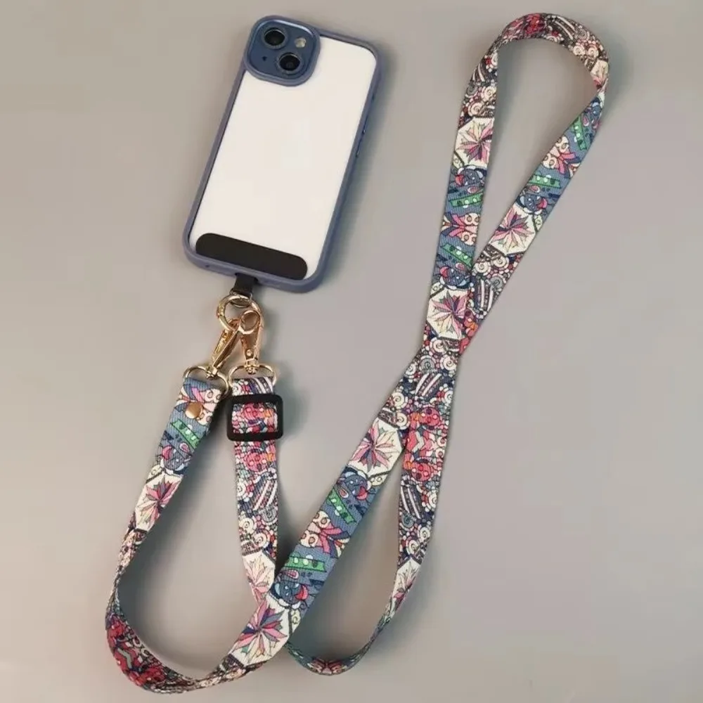 Universal Retro Pattern Mobile Phone Strap Anti-lost Adjustable Crossbody Long Straps Nylon Neck Hanging Phone Lanyard