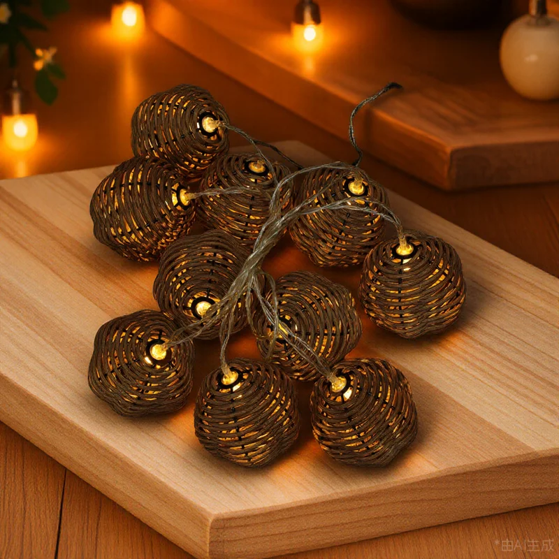 1Set LED Decorative Lamp String Creative Imitation Rattan String Light Party Atmosphere Night Light Indoor Use