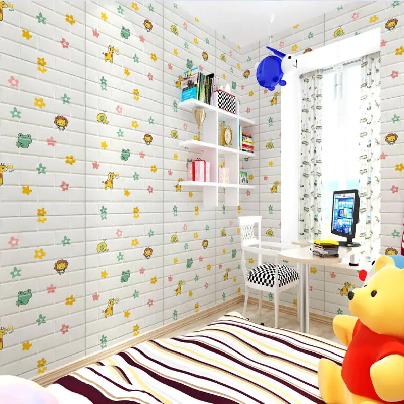 10Pcs 35cmx30cm Wall Stickers Bedroom Warm Cartoon Children\'s Wall Waterproof And Moisture-Proof Foam Wallpaper