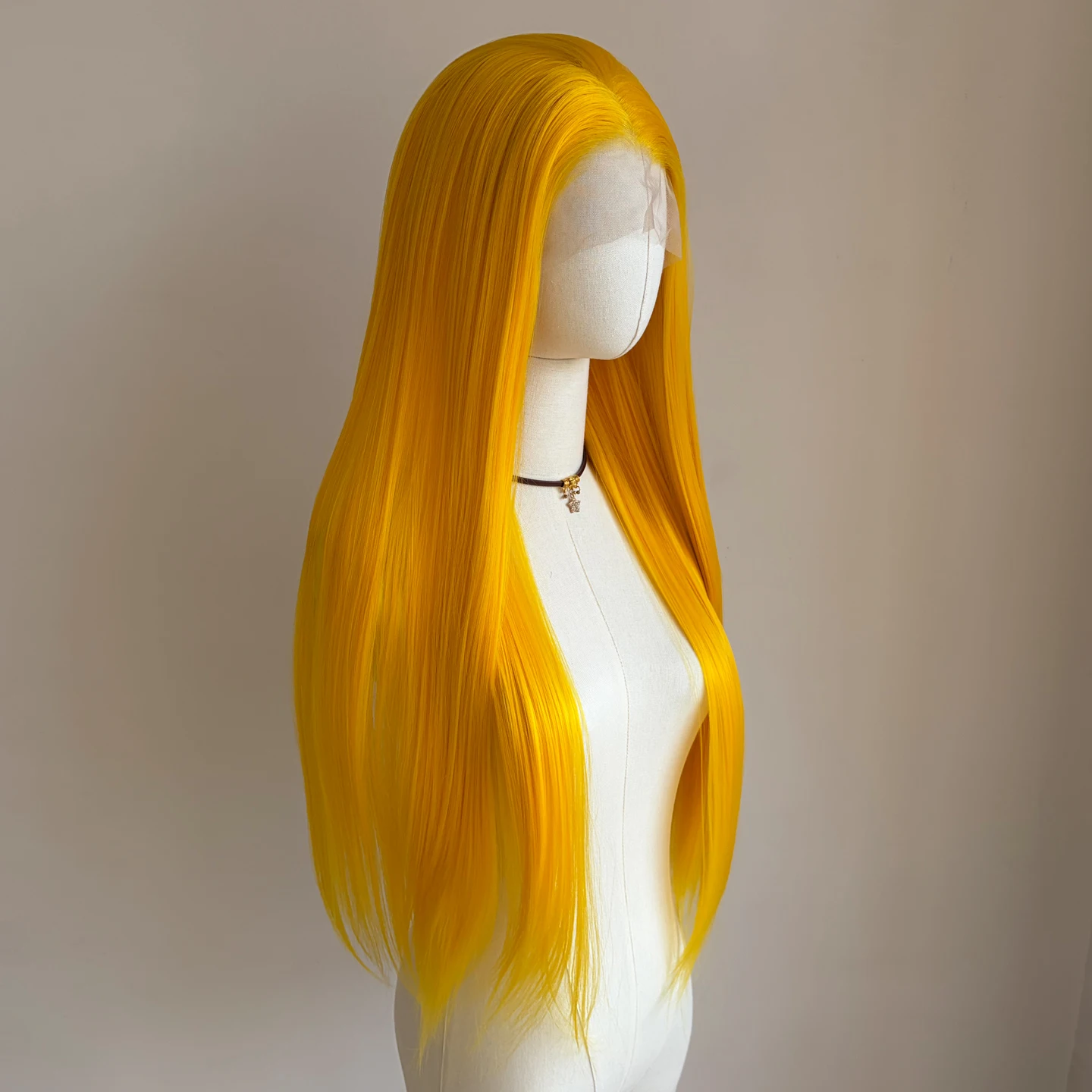 

Yellow Synthetic 13×4 Lace Front Wigs 26inch Long Straight Wig Bright Yellow Lace Front Synthetic Hair Wig Heat Resistant
