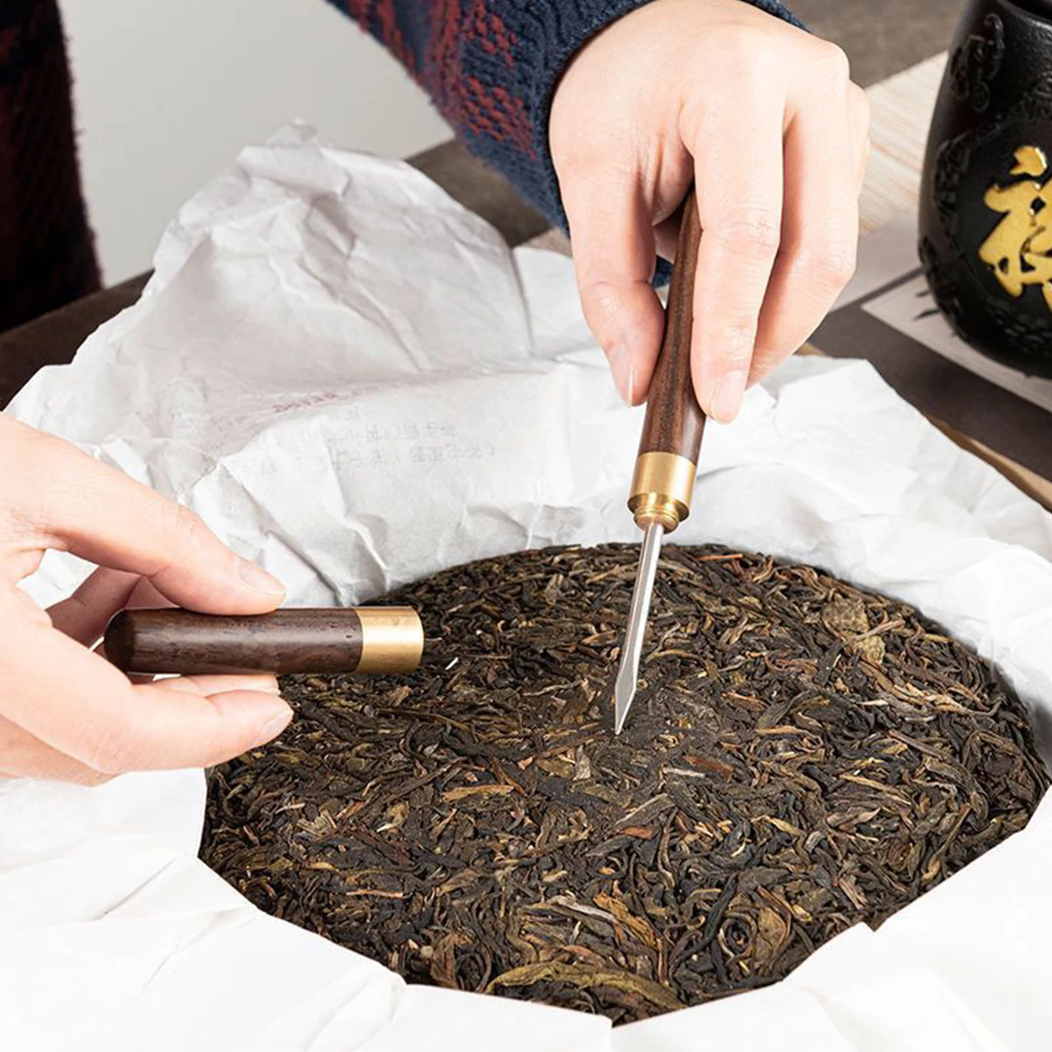 OANKR Tea Knife Needle Wooden Handle Puer Puerh Tea Needle Ice Pick Tool for Breaking Tea Cake Brick or Breaking Ice Tools