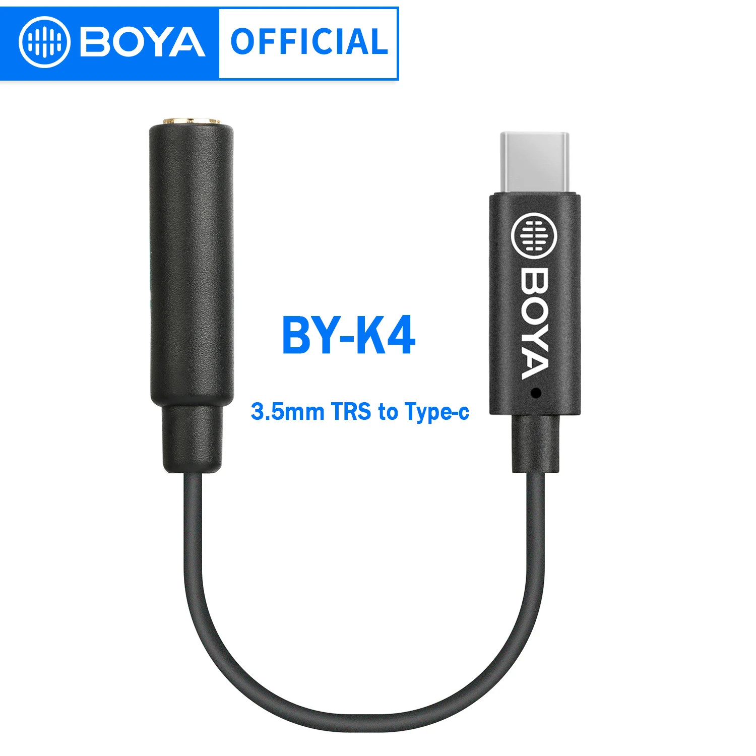 BOYA BY-K4 3.5mm TRS (Female) to Type-C (Male) Audio Microphone Adapter Converter for Android Phones Macbook iPad USB-C Devices