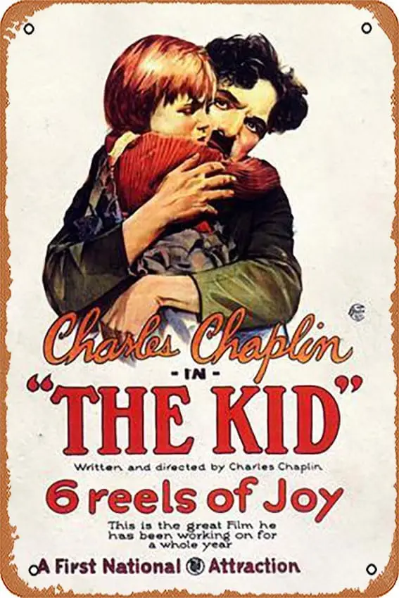 1p,Metal Tin Sign  - The Kid Movie Charlie Chaplin Jackie Coogan Poster Print - Poster Metal Plaque Cafe, Bar, Home Wall Decor