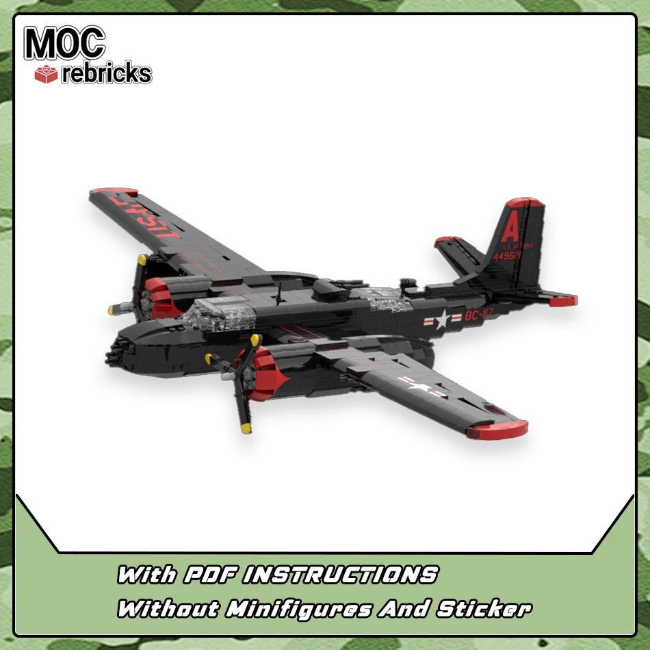 MOC Light Strike Airplane A-26 Invader Building Block US Air Force Fighter Assembly Model Technology Bricks Toy Aircraft Gifts