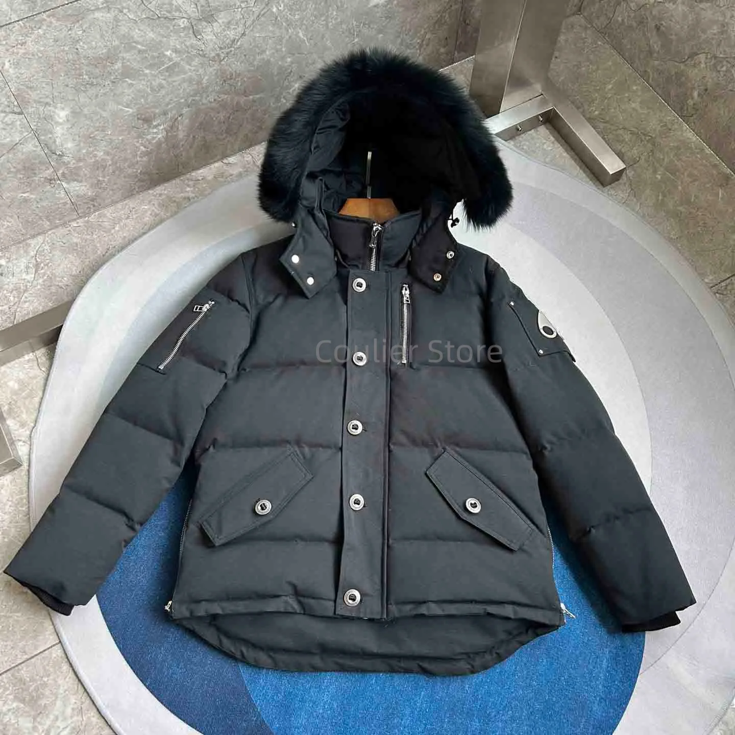 سترة كندية للرجال، معطف دافئ سميك، سترة رجالية بيضاء مناسبة لمناطق الثلج الباردة للغاية