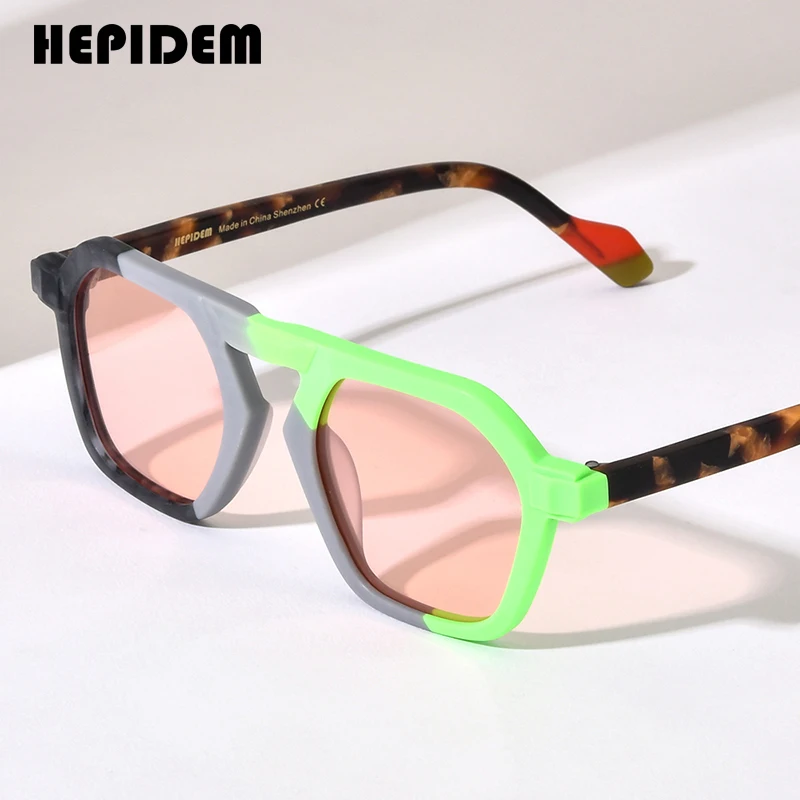 HEPIDEM Matte Acetate Polarized Sunglasses Men 2023 New Simple Fashion Retro Design Pilot Sun Glasses UV400 Women Shades H9286T