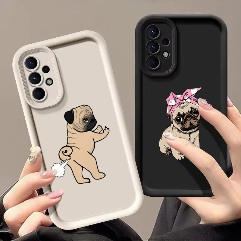 Engraçado pug cão buldogue francês caso para samsung a55 casos a35 a13 a54 a53 a52 a34 a33 a32 a21s a14 a23 a24 a12 a51 a71 capa de telefone