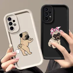 Funda divertida de perro Pug Bulldog Francés para Samsung A55, fundas A35 A13 A54 A53 A52 A34 A33 A32 A21S A14 A23 A24 A12 A51 A71