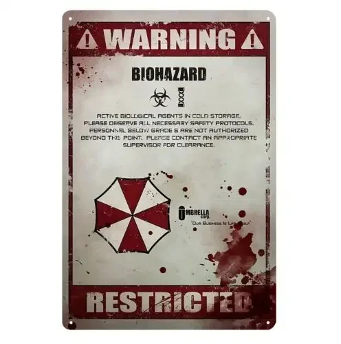1 Stück Resident Evil Film Metallposter Blechschild - 20x30cm Plakette