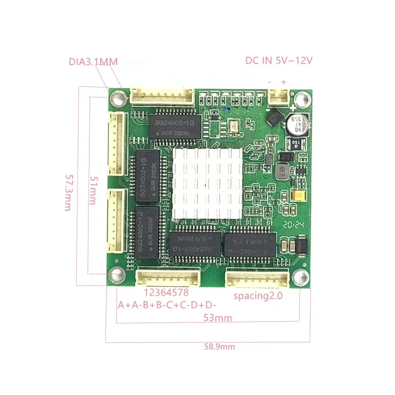 8port GIGABit switch10/100/1000M 5 port gigabit Ethernet switch integrated module DC 5V 12V 1A-3A IN Industrial Ethernet switch