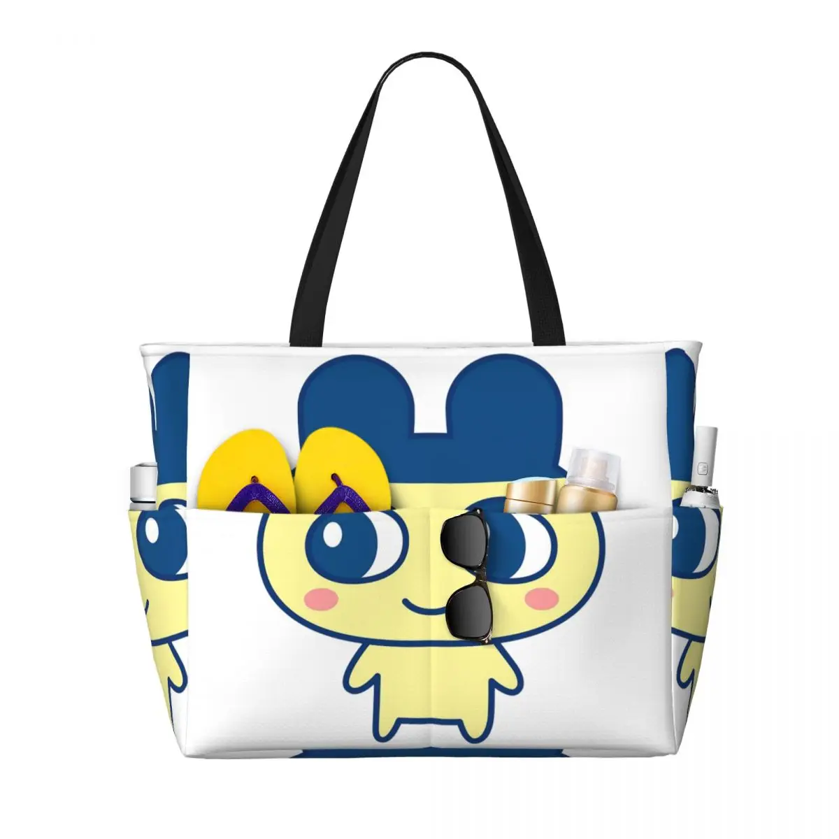 

Tamagotchi Mametchi Beach Tote Bag Sport Gym Yoga Duffle Large Tote Bag Women Travel Bag Fitness bag