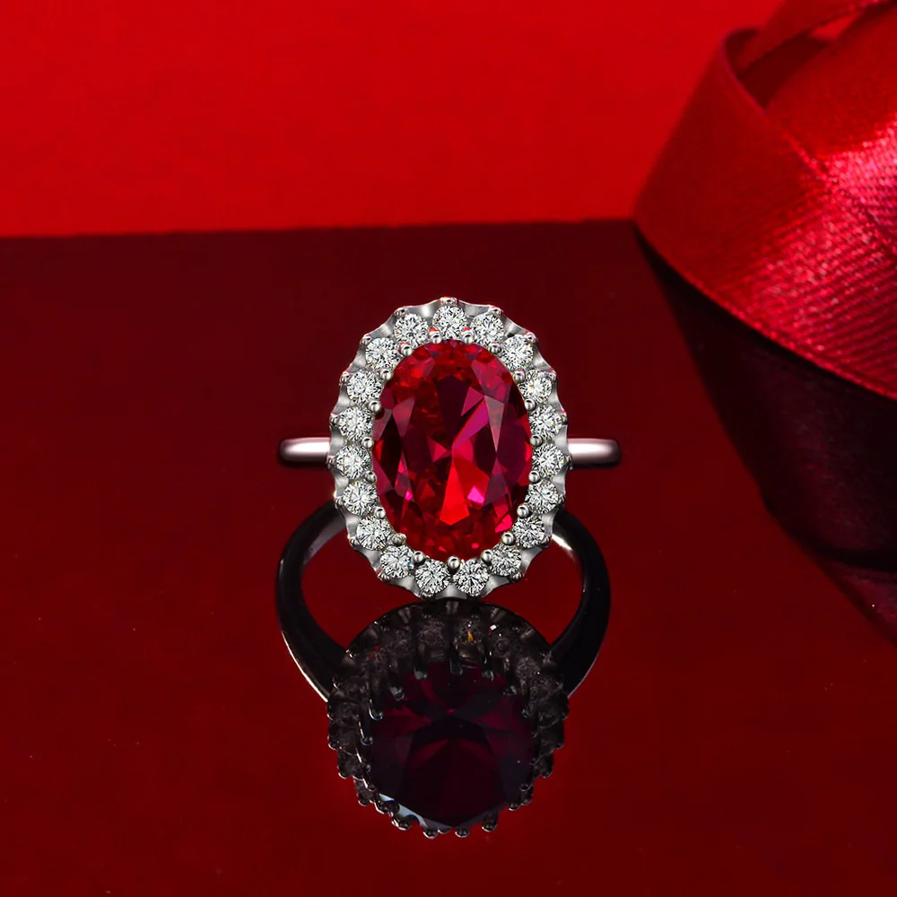 New S925 silver oversized oval 10 * 14 inlaid 8-carat ring for women's luxury engagement jewelry