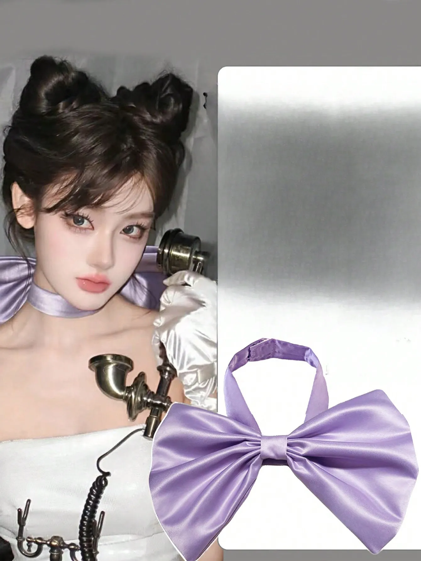 1pcs Fashion Solid color satin large bow Neck ornament For Women Girls Party Hair Accessories