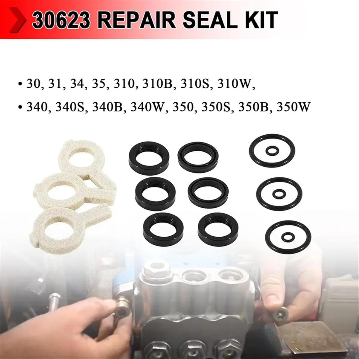 30623 Seal Kit, Pump Washer Seals Kit Fits for Cat Pump 30 31 34 310 340 350 Model Frame Plunger Pump