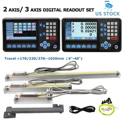 Ditron SINO DRO D80 3 Axis /2 Axis LCD Digital Readout Display RPM and 50-1000mm 3pcs / 2pcs Optical Linear Glass Scale